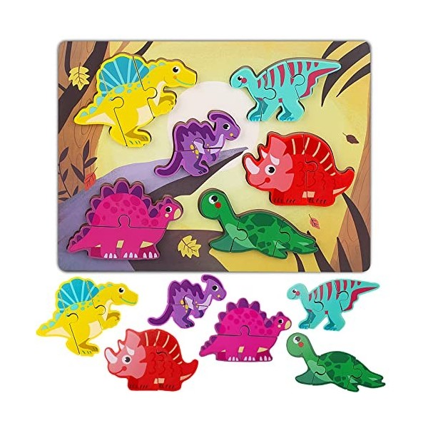 Puzzles en Bois Enfant, Jouet Bébé 3D Puzzles, Puzzles Animaux de la Forêt, Jouet Montessori Animaux 3D Puzzles, Puzzles Anim