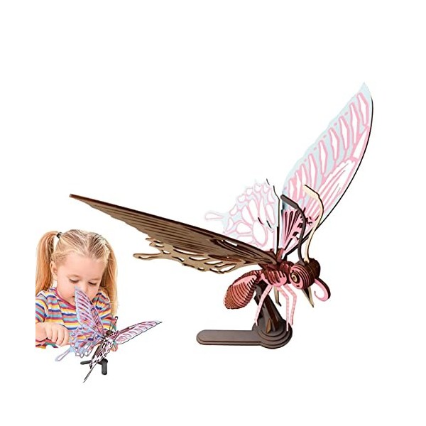 angxiong Puzzles Papillon 3D,Puzzle en Bois 3D DIY Papillon - Animaux Casse-tête Casse-tête, Arts et Artisanat pour Enfants, 