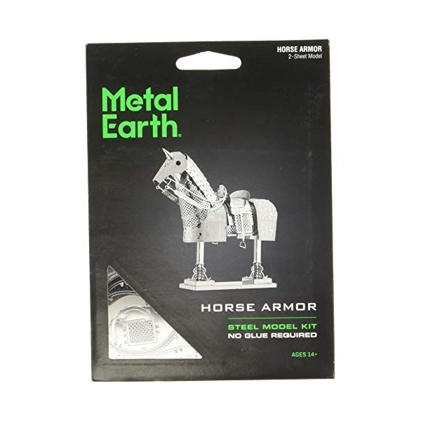 Metal Earth Puzzle 3D Armure de Cheval - Puzzle en métal darmatures pour adultes Niveau modéré de 8,89 x 2,29 x 9,65 cm