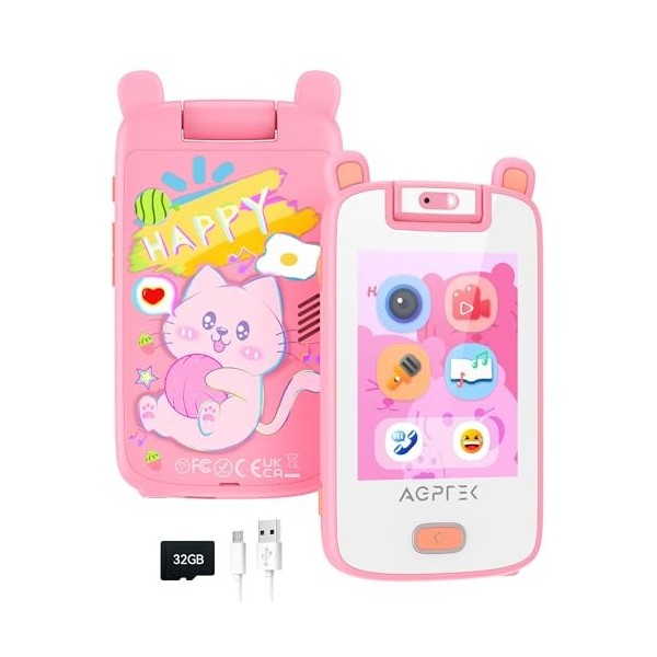 AGPTEK 2.8" Tactile Smartphone Enfant Téléphone Portable pour Enfant, Jouet Téléphone avec Appareil Photo, Téléphone Musical 
