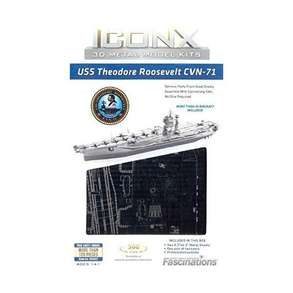 Metal Earth - 5061307 - Maquette 3D - Iconx - USS Roosevelt Aircraft Carrier - 2 pièces