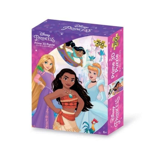 Grandi Giochi- Principesse Disney Princesses Puzzle lenticulaire Vertical avec 200 pièces incluses et Emballage avec Effet 3D