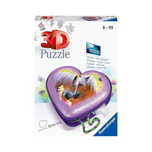 Ravensburger 3D Puzzle 11171 - Herzschatulle Pferde - 54 Teile - Aufbewahrungsbox für Pferde-Fans AB 8 Jahren: Erlebe Puzzeln