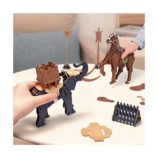RoWood Puzzle 3D en Bois Éléphant de Guerre - Maquette en Bois a Construire Adultes et Enfants, Cadeaux pour Adultes Et Adole