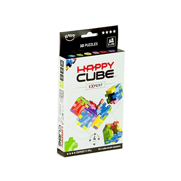 HAPPY HCE300 Expert Cardboard Box 3D Puzzle, Pack of 6, 6 Marble Colours - Blue, Green, Yellow, Fuchia, Red and Purple, 1 12 