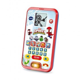VTech - Le Smartphone Éducatif de Spidey, Jouet Téléphone Interactif - 3/7 Ans, 1 jeu électronique- Version FR, Enfant
