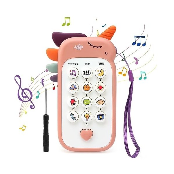 Goorder Jouet Bebe 1 an, Jouets de Téléphone Portable pour Bébé Filles,  Smartphone Bebe Enfant avec Lumières et Melodies, Cad
