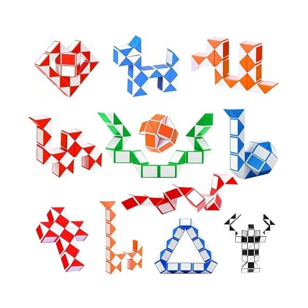 Niaetuto 12 Blocs Serpent Magique,Magique Snake,Magic Snake en Plastique,Mini Puzzle Cube,Cadeau Anniversaire Enfants,3D Magi