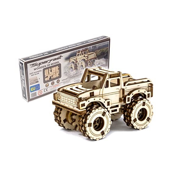 WOODEN.CITY- Monster Truck 4 Kit en Bois, MB-013