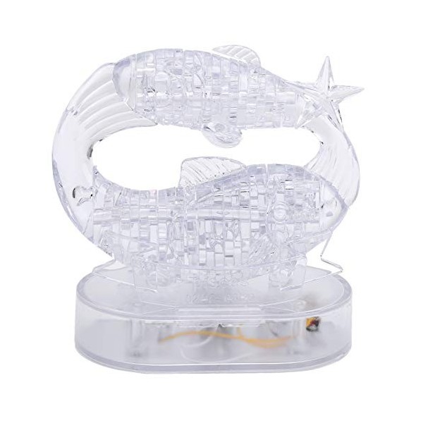 Poissons en Cristal 3D avec Base Lumineuse, Assemblage de Bricolage Casse-tête Poissons Jigsaw Puzzle Toy Modèle de Décoratio