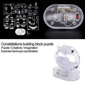 Poissons en Cristal 3D avec Base Lumineuse, Assemblage de Bricolage Casse-tête Poissons Jigsaw Puzzle Toy Modèle de Décoratio