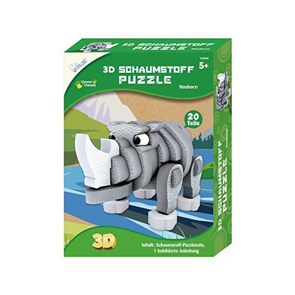 Mammut Spiel & Geschenk Bricolage 3D rhinocéros, Safari, Animal en Mousse, kit Complet avec pièces Instructions français Non