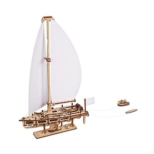 UGEARS Ocean Beaty Yacht Puzzle en Bois 3D - Kit de Modèle Mécanique en Bois à Construire - Jouet de Bateau Puzzle DIY avec V