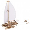 UGEARS Ocean Beaty Yacht Puzzle en Bois 3D - Kit de Modèle Mécanique en Bois à Construire - Jouet de Bateau Puzzle DIY avec V