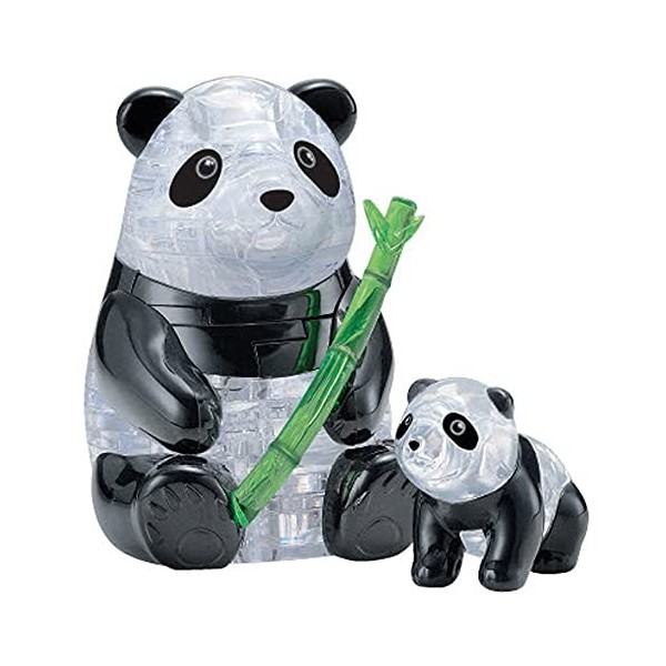 Kinzel-59179 HCM Kinzel Crystal 59179 Puzzle 3D Pandapaar 51 pièces, Gris/Noir