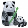 Kinzel-59179 HCM Kinzel Crystal 59179 Puzzle 3D Pandapaar 51 pièces, Gris/Noir