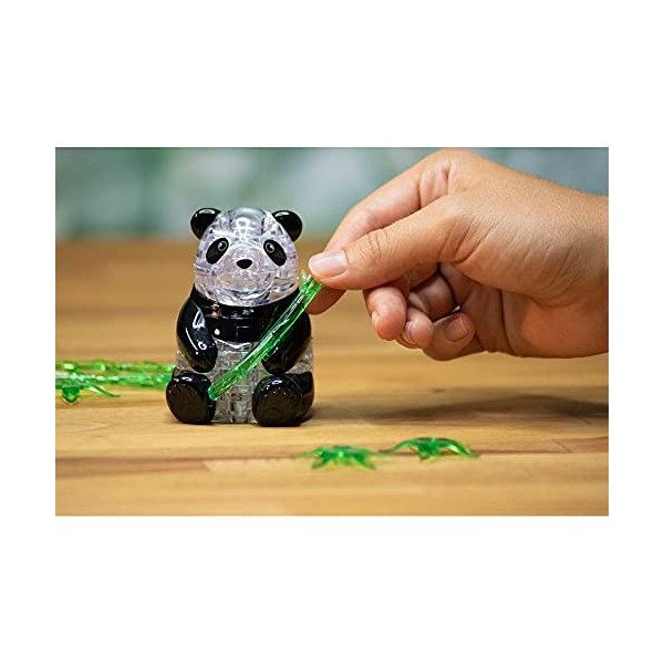 Kinzel-59179 HCM Kinzel Crystal 59179 Puzzle 3D Pandapaar 51 pièces, Gris/Noir