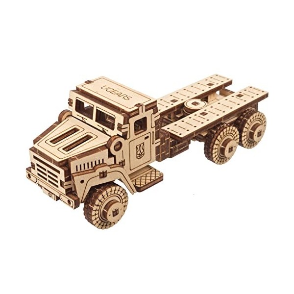 UGEARS Puzzle 3D Camion Militaire - Kit de modèle en Bois pour Adultes à Construire - Kit de Fabrication de Voiture de Camion