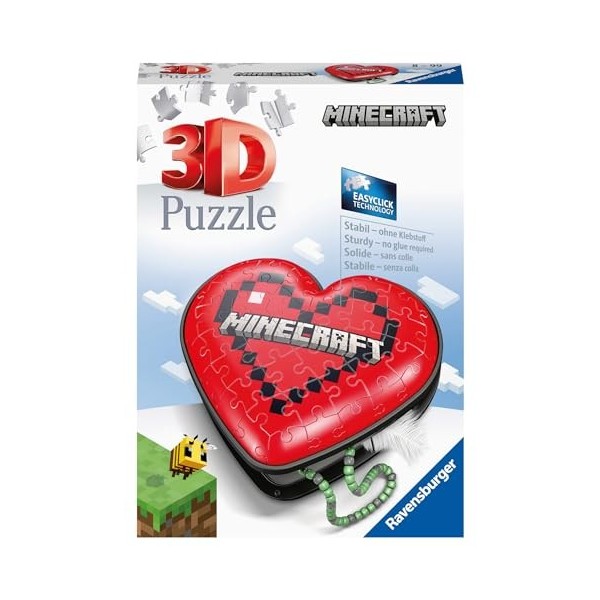 Ravensburger 3D Puzzle 11285 - Herzschatulle Minecraft - 54 Teile - Aufbewahrungsbox für Erwachsene und Kinder AB 8 Jahren