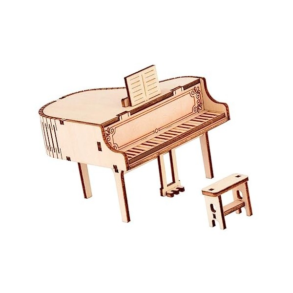 Toyvian 1 Jeu Piano Boîte à Musique Casse-tête en Bois 3D Piano Dassemblage en Bois Kit De Modèle De Puzzle en Bois 3D Modèl