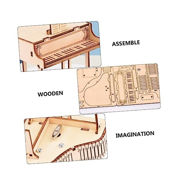 Toyvian 1 Jeu Piano Boîte à Musique Casse-tête en Bois 3D Piano Dassemblage en Bois Kit De Modèle De Puzzle en Bois 3D Modèl