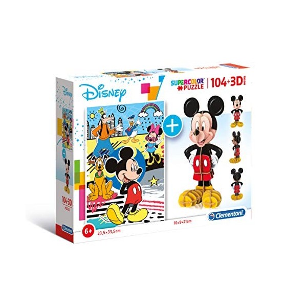 Clementoni- Puzzle 104 modèle 3D-Mickey Mouse-104 pièces- 20157