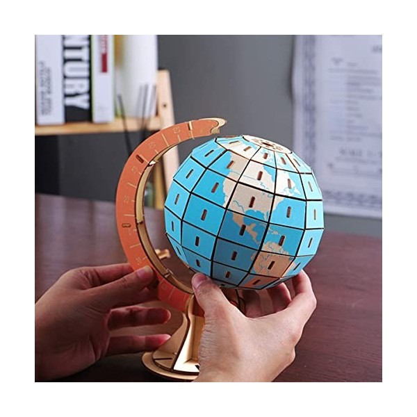 Puzzle 3D,Puzzle en Bois,Puzzle 3D en Bois,Puzzle 3D Terre,Puzzles 3D pour Les Enfants,modèle de Terre DIY 3D Puzzle Globe po