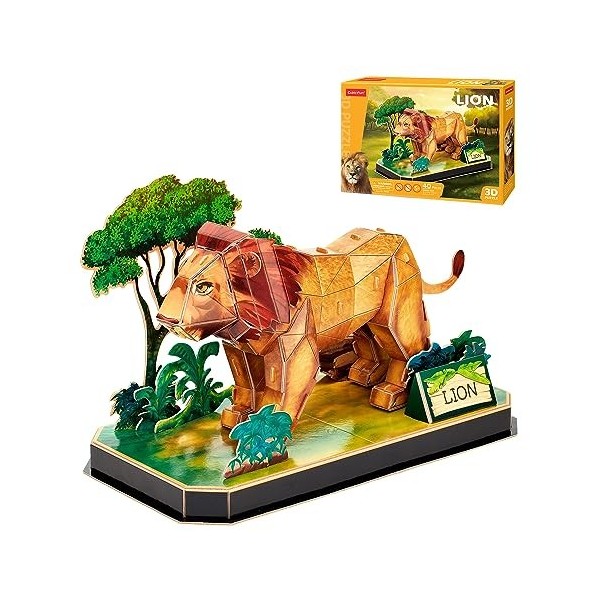 Puzzles 3D Lion - Puzzle 3D Enfant +5 Ans | Puzzle 3D Adulte | Maquette À Monter 40 Pièces | Puzzle 3D | Assemblage Facile | 