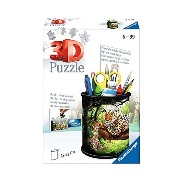 Ravensburger 3D Puzzle- Utensilo Chats prédateurs 11263-Utensilo-Chats prédateurs-54 pièces-à partir de 6 Ans, 11263, Wit