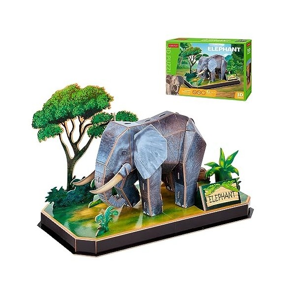 Puzzles 3D Elefante - Puzzle 3D Enfant +5 Ans | Puzzle 3D Adulte | Maquette À Monter 42 Pièces | Puzzle 3D | Assemblage Facil