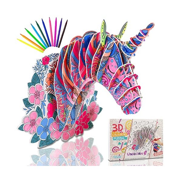 Licorne Jouet Fille Puzzle à colorier 3D Licornes - Geeke | Activites Manuelles pour Enfants avec Loisirs créatifs | Cadeau F