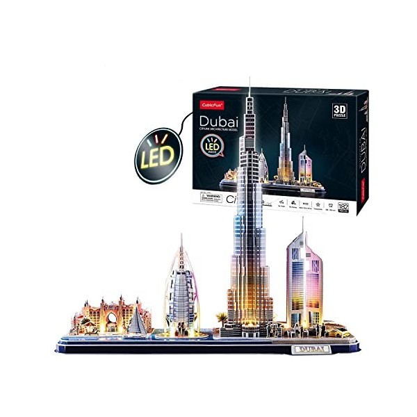 Puzzle 3D - Dubai LED Cityline | Maquette A Construire | Puzzle 3D Adulte Et Puzzle 3D Enfant | Puzzle Enfant 8 Ans | Maquett