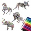 Puzzle à Colorier, Jeu de Puzzle de Peinture 3D avec 12 Stylos de Couleur, Activites Manuelles Loisirs Créatifs Cadeaux pour 