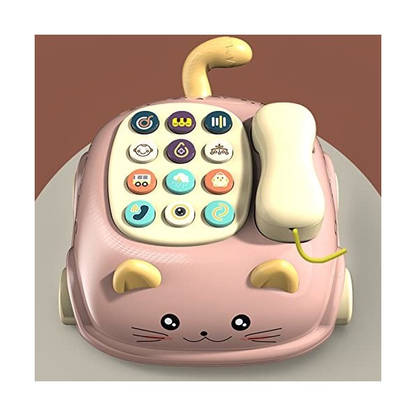 NEZE Téléphone bébé, Jouet Musical résistant aux Chocs pour bébé 12 Boutons poignée Confortable pour léducation préscolaire 