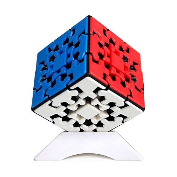 Gobus Oostifun 3x3 Gear Cube Puzzle Kungfu Cube Puzzle 3D 3x3x3 Cube Smooth Twist Puzzle Cube avec Un Support de Cube Multic