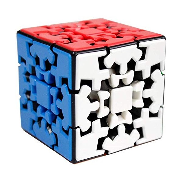 Gobus Oostifun 3x3 Gear Cube Puzzle Kungfu Cube Puzzle 3D 3x3x3 Cube Smooth Twist Puzzle Cube avec Un Support de Cube Multic