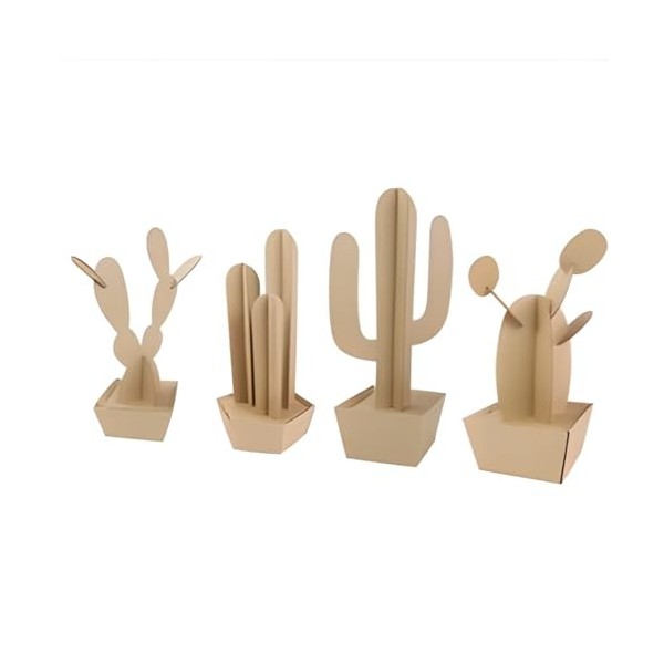 4 Maquettes de Cactus en Carton - Puzzles 3D à Assembler - Maquette Idéal pour Adulte et Enfant - Décoration Créative pour Ch