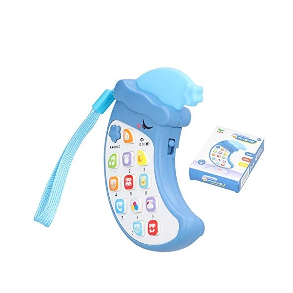 Téléphone Portable Musical Jouet Forme de Lune Apprentissage Éducatif Précoce Téléphone Portable avec Musique Lumière Jouets 