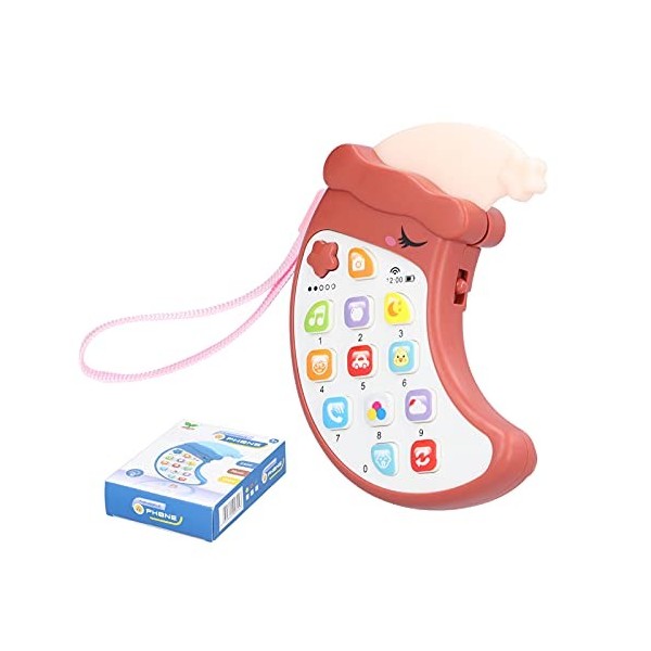 Téléphone Portable Musical Jouet Forme de Lune Apprentissage Éducatif Précoce Téléphone Portable avec Musique Lumière Jouets 