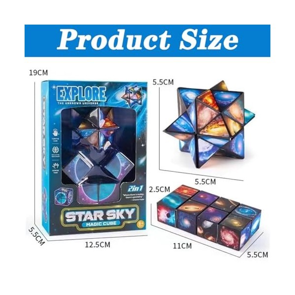 BSNRDX Magique, Magic Star 2 en 1 Cube Magique du Ciel Etoilé Cube Transformant Jouet Anti-Stress 3D Puzzle Infini Magic pour