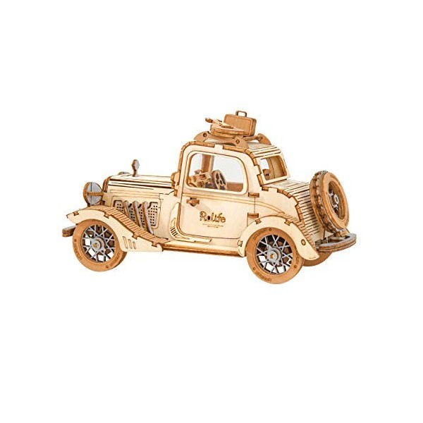 Rolife Puzzle 3D Maquette en Bois a Construire pour Adulte Enfants Voiture Ancienne, Kits de Modèles de Bricolage Constructio