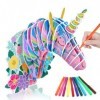 yosiio Puzzle à Colorier 3D, Puzzle 3D Licorne Fille, Loisir Creatif Enfant, Bricolage Enfant, Puzzle 3D Adulte et Puzzle 3D 