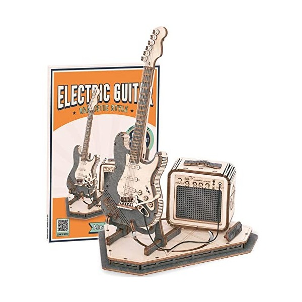 RoWood Puzzle 3D Maquette de Guitare Électrique en Bois - Maquette en Bois a Construire Adulte Et Adolescents- Construction P