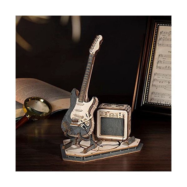 RoWood Puzzle 3D Maquette de Guitare Électrique en Bois - Maquette en Bois a Construire Adulte Et Adolescents- Construction P