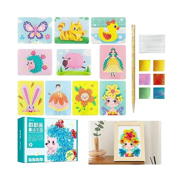 VBXPOU Jouets de Bricolage Art de Poke pour Enfants Poke Art DIY Jouets Princesse Puzzles 3D Peinture à la Main Tissu Papier 