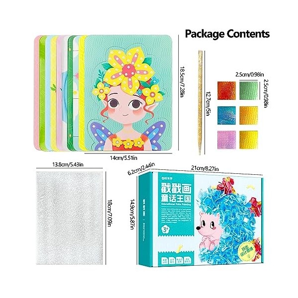 VBXPOU Jouets de Bricolage Art de Poke pour Enfants Poke Art DIY Jouets Princesse Puzzles 3D Peinture à la Main Tissu Papier 