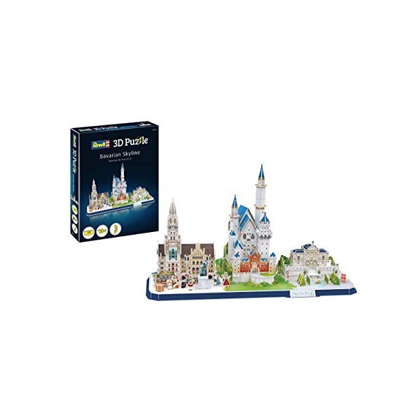 Revell 3D Puzzles- Revell Puzzle 3D 001143 Skyline Bavaroise Monuments à Construire, 143, Blanc