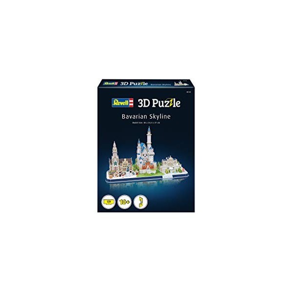 Revell 3D Puzzles- Revell Puzzle 3D 001143 Skyline Bavaroise Monuments à Construire, 143, Blanc