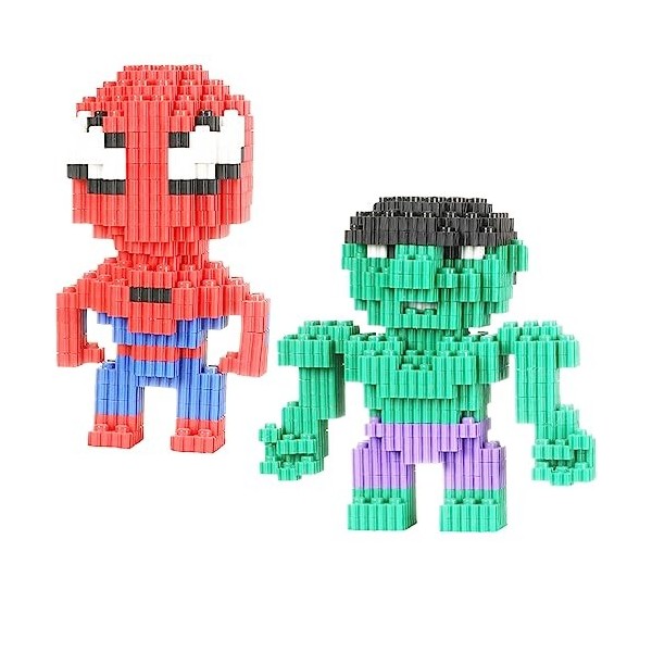 Miniature Building Blocks Puzzle Spider Figurines daction Hulk Cartoon DIY Modèle 3D Mini Puzzle Enfants Jouets éducatifs po