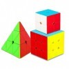 Coolzon Speed Magic Cube Ensemble, 3 Pack Speed Speed Cubes Magic Pyraminx Pyramid Cube + 2x2 + 3x3 Magic Puzzle Cubes 3D Puz